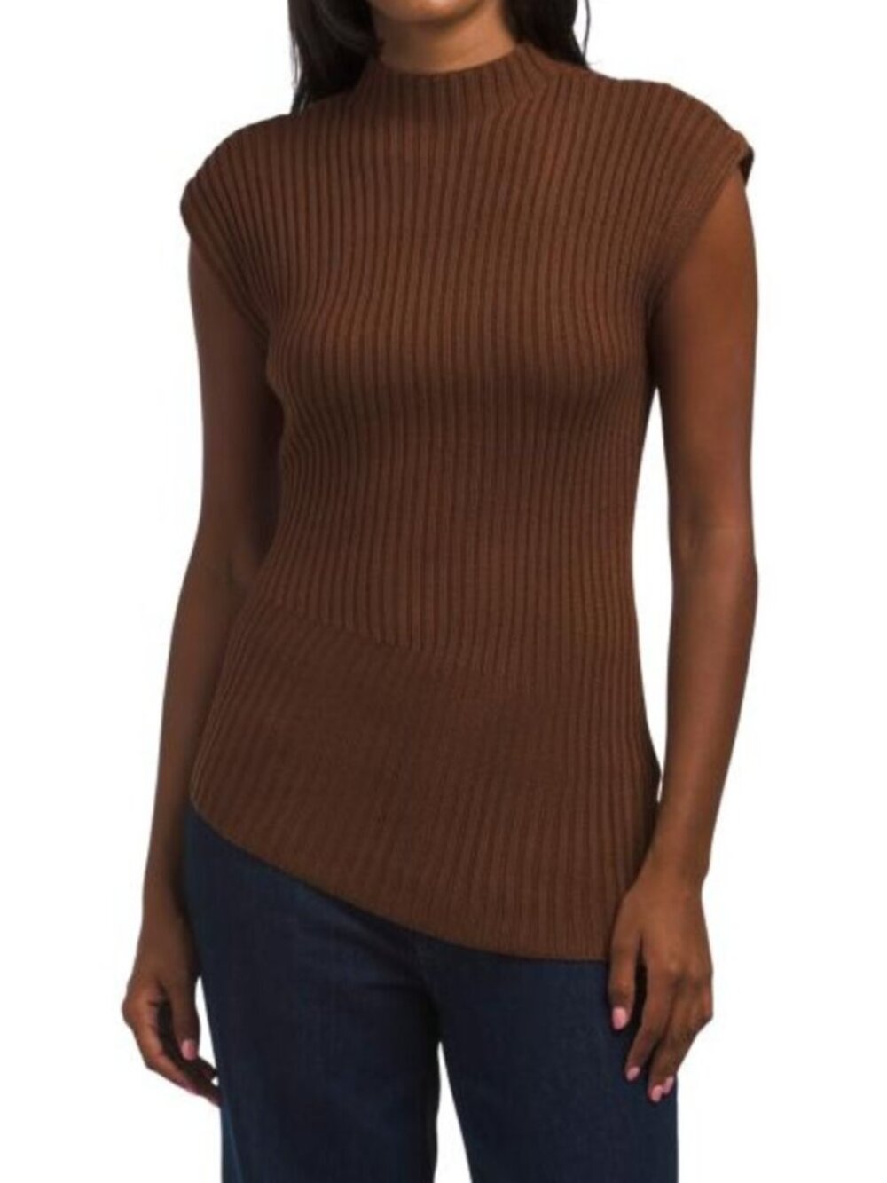 KENNETH COLE Cap Sleeve Funnel Neck Sweater